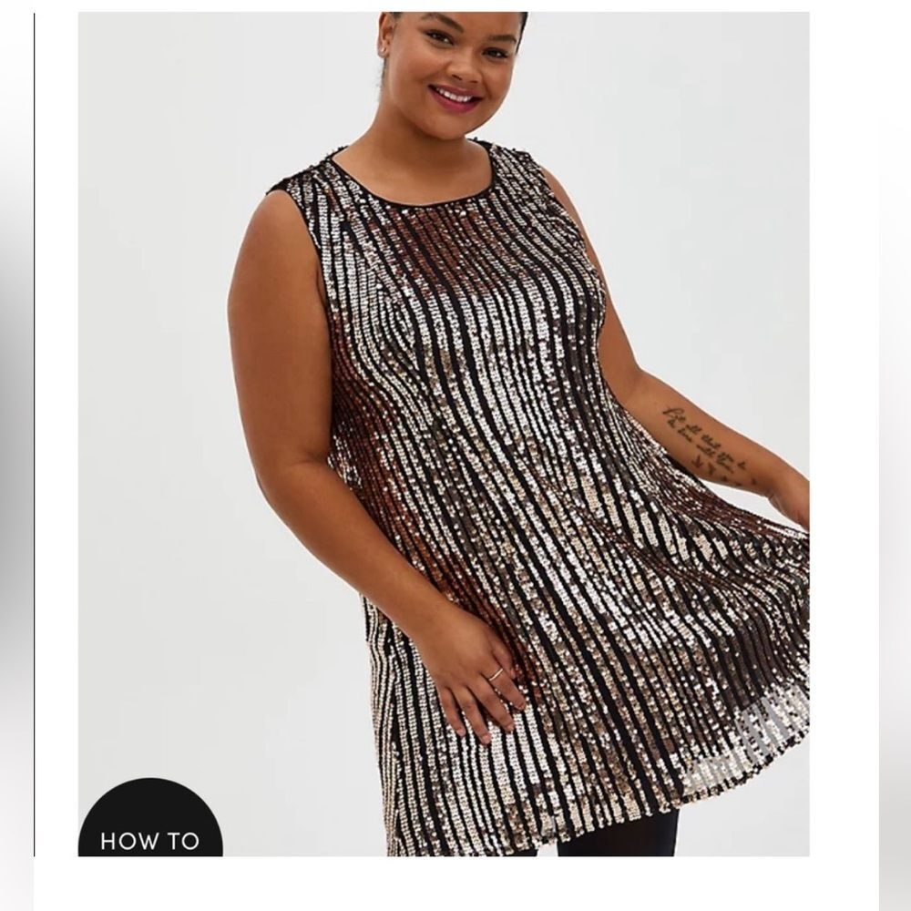 Torrid Gold Champagne Sequin Sleeveless Trapeze Dress, Size 2X - New!